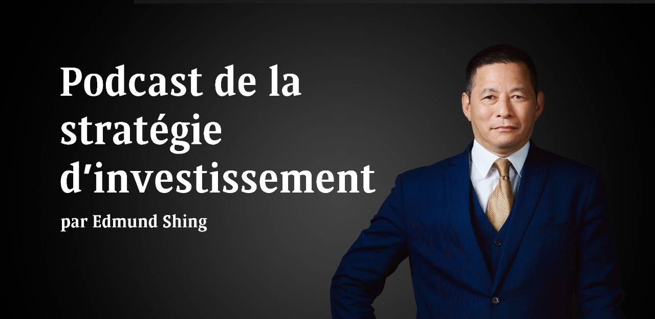 Une image avec un titre de la stratégie d'investissement à gauche et Edmund Shing à droite